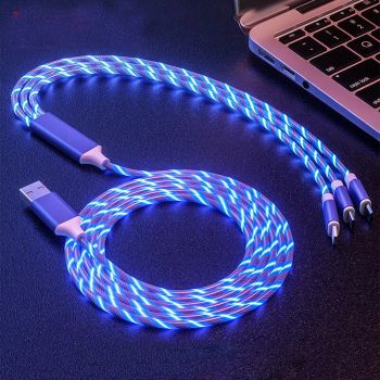 Cable luminoso 3 en 1 LED USB a Type-C/Micro/iP Cable de carga rápida de 1 metro de largo para iPhone 14 Pro para iPad P