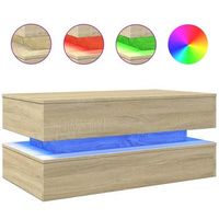 mesa de centro de salon de diseno moderno con luces led 90 x 50 x 40 cm madera de ingenieria color roble dec037652