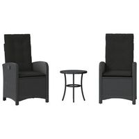 mesita y sillas con cojines 3 piezas  mueble de jardin ratan sintetico negro