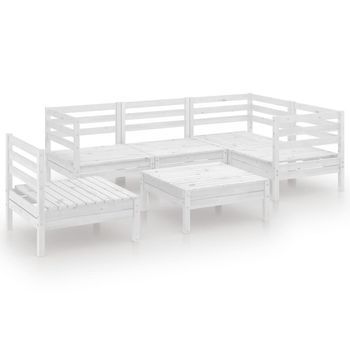 Conjunto De Muebles De Jardín 6 Uds | Mesa Y Sillas Madera Maciza Pino Blanco