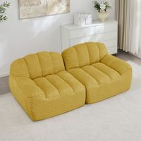 sofa modular de 2 plazas - mueble de salon - fleece granulado - amarillo 210x104x79cm