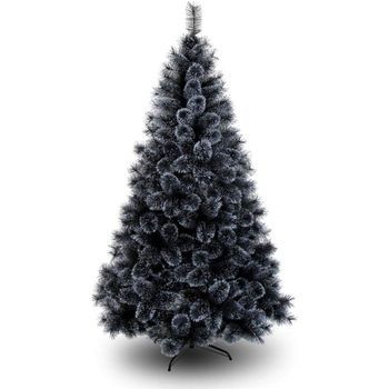 Árbol De Navidad Negro Con Nieve Artificial Natural Y Rellenado 210cm