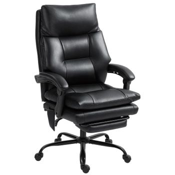 Homcom Silla De Escritorio Con Soporte Lumbar Inflable Respaldo Reclinable Negro