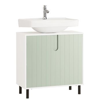 Mueble Para Debajo Del Lavabo Fregadero Armario De Baño De Suelo Con 2 Puertas 60 X 30 X 60 Cm Verde Y Blanco Bzr139-gr Sobuy Es