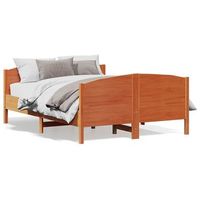 cama matrimonial  cama para adultos  estructura cama con cabecero madera pino marron cera 140x190 cm
