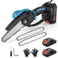 mini motosierra de 6 pulgadas motosierra inalambrica de 18v con 0-130  deflector protector giratorio agarre comodo motor potente para poda de arboles