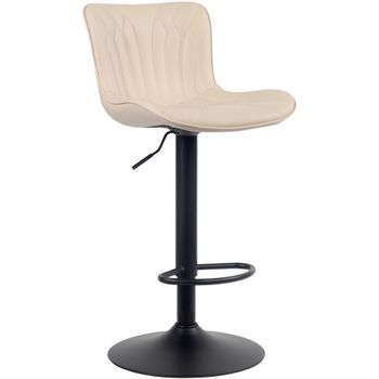 Taburete De Bar Linus Con Base Metálica Simil Cuero Crema 54x48x83 Cm Clp