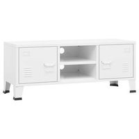 mueble de tv industrial metal blanco 105x35x42 cm vidaxl