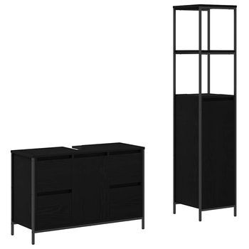 Juego De Muebles De Baño | Armario De Baño Con Cajón Con Puerta 2 Piezas Roble Negro