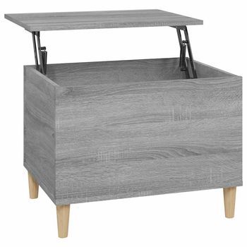 Mesa De Centro 44,5x60x45 Cm Madera Trabajada Y Madera Maciza De Eucalipto - Gris