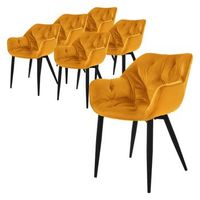 juego 6 sillas de comedor con patas metal amarillo mostaza ml-design