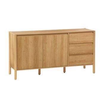 Aparador Con 2 Puertas Y 3 Cajones, 150cm, Natural