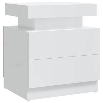 Mesita De Noche Madera De Ingeniería Blanco Brillo 45x35x52 Cm Vidaxl