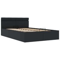 cama canape hidraulica con led cuero sintetico negra 140x200 cm