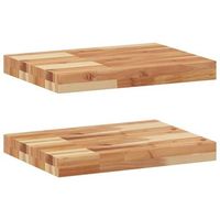 2 piezas estante pared  estante flotante madera acacia acabado aceite 40x30x4 cm