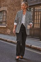 yours blazer boucle blanco y negro de cuadros mujer curvy y tallas grandes yours