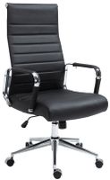silla de oficina giratoria regulable en cuero autentico negro