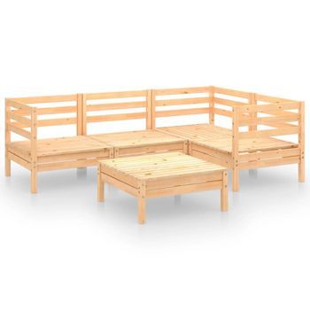Conjunto De Muebles De Jardín 5 Uds | Mesa Y Sillas Madera Maciza Pino