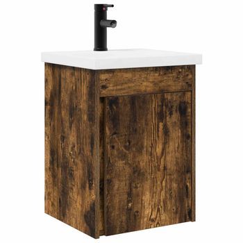 Unidad De Tocador De Baño Con Grifo Roble Ahumado Vidaxl