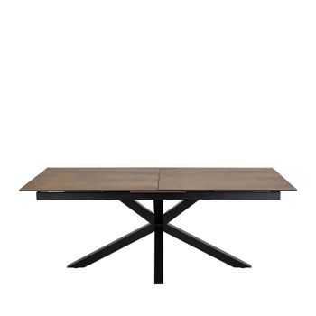 Mesa comedor extensible 6-12 personas cerámica y metal - marrón