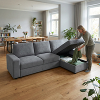 gran sofa de esquina familiar con almacenamiento 4 compartimentos de almacenamiento otomana comodo diseno moderno