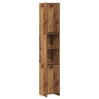 mueble de bano  armario de bano madera de ingenieria envejecida 30x30x1835 cm