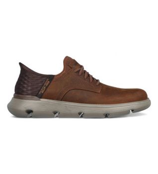 Skechers para hombre. 205046 Zapatillas de Piel Garza Gervin marrón (45), Plano, Cordones, Casual