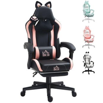 Silla Gamer Welltin Reclinable 135° con Orejas de Gato y Reposapiés