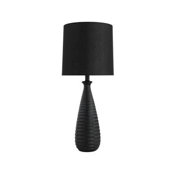 Lámpara De Mesa Grande Con Pantalla De Tela Melva - Negro