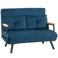 homcom sofa cama convertible 3 en 1 azul sillon cama 2 plazas plegable respaldo ajustable 5 niveles almohadas para invitados   aosom espana