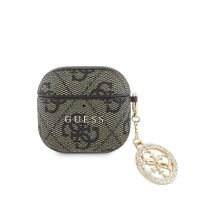 funda guess airpods 4 polipiel marron con dije de piedras
