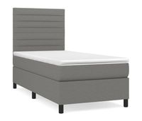 cama box spring con colchon tela gris oscuro 90x190 cm rayas horizontales