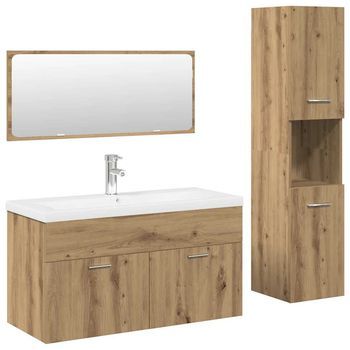Juego De Muebles Baño 4 Piezas Madera Ingeniería Roble Artisan Vidaxl