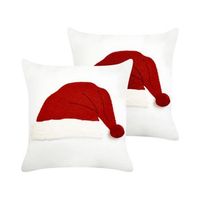 conjunto de 2 cojines decorativos de algodon con motivo navideno blanco 45 x 45 cm pretzel