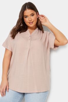 Yours Blusa Rosa Con Botones, Mujer Curvy Y Tallas Grandes, Yours