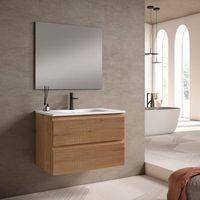 mueble marlus 80 cm roble hafas pack mueble  lavabo