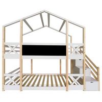 litera tipo cabina de pino macizo con barreras anticaida 90x200cm natural y blanco