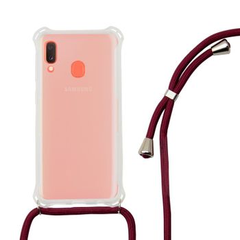 Ksix Funda Cordón Granate TPU Transparente para Samsung Galaxy A20E