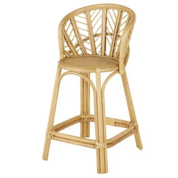 Taburete alto de cocina con respaldo de ratán Alt. 65 cm