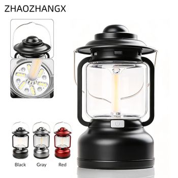 Lámpara de camping estilo retro ZHAOZHANGX, batería de ultra larga duración, lámpara recargable para tienda de campaña, lámpara de ambiente para puestos.
