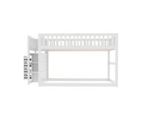 cama litera baja 140x200 cm - cama de seguridad con almacenamiento diseno de barandilla alta - blanco