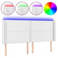 cabecero cama mueble de dormitorio con led cuero sintetico 183 x 16 x 118128 cm blanco m020000127