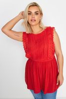 yours blusa plumeti roja de algodon con puntilla mujer curvy y tallas grandes yours