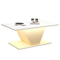 mesa de centro de alto brillo - forma de v - mesa de salon con luces led - blanca