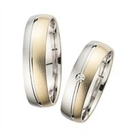alianzas oro amarillo y blanco con diamante ancho 55 mm