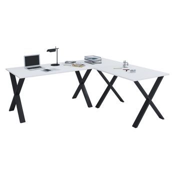 Vcm Vcm Escritorio De Madera | Escritorio De Esquina Plain | 190x190 | L Forma Izquierda O Derecha | Panel De Mesa De Trabajo 50 Cm De Profundidad| Mesa De Ordenador Muebles De Oficina - Lona X (negro / Blanco)