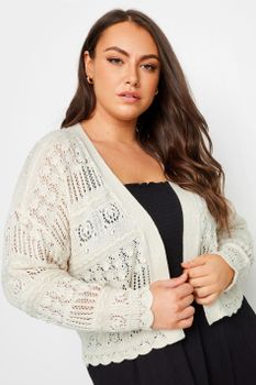 Yours Bolero De Punto Marfil Con Calados En Algodón, Mujer Curvy Y Tallas Grandes, Yours
