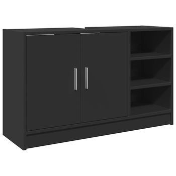 Mueble De Almacenaje | Armario De Lavabo Madera De Ingeniería Negro 90x29x55 Cm