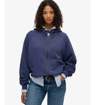 Superdry para mujer. W2012473A Sudadera Essential Logo marino (L), Casual, Algodón