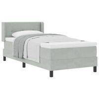 cama individual  cama para adulto  cama tipo box spring manual gris claro 200 x 90 cm terciopelo